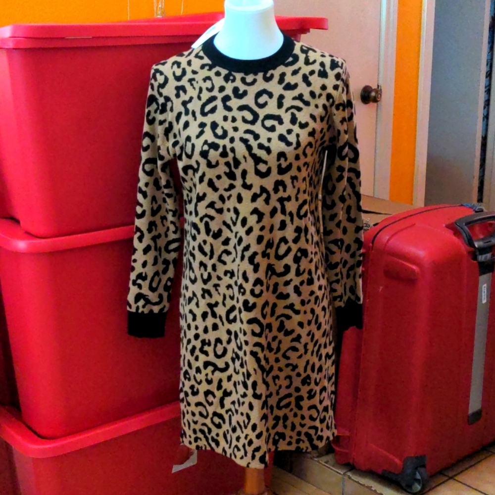 JCrew leopard sweater dress